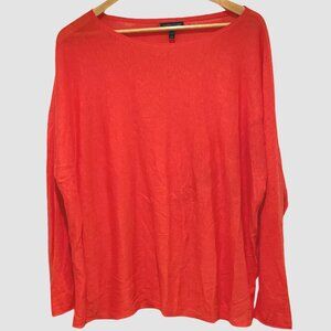 Eileen Fisher | Orange Red Organic Linen Cotton Summer Top L Like new!